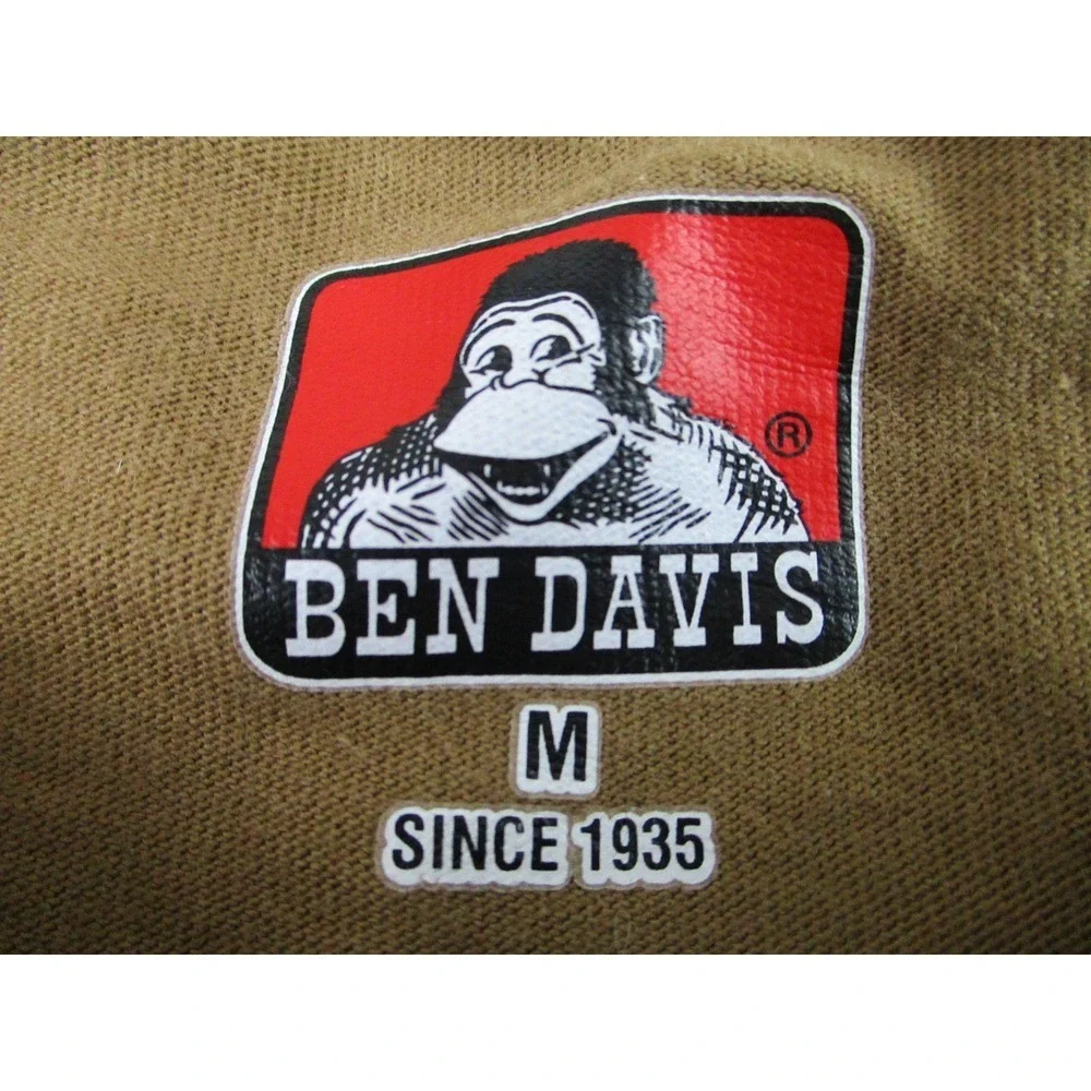 Ben Davis T‎ Shirt Mens Medium Brown Short Sleeve Monkey Pocket Logo Y2K Casual